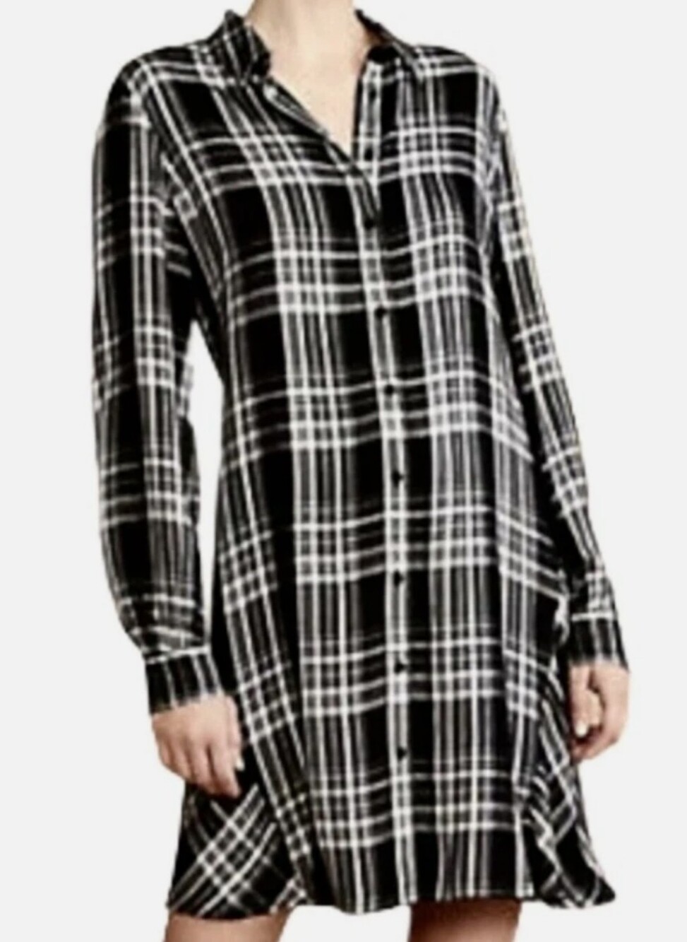 Lou & Grey For Loft Button Up Plaid Dress    Size S
